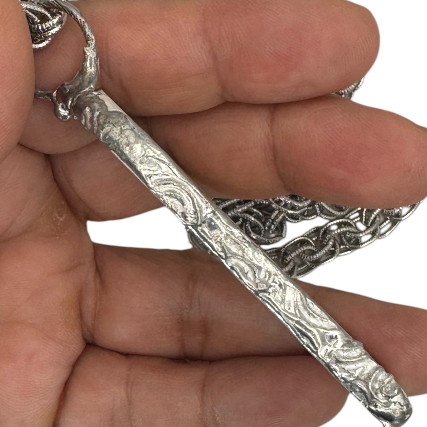 Vintage Himark Nutcracker Pendant Necklace Caged with Artisan Silver Metalwork