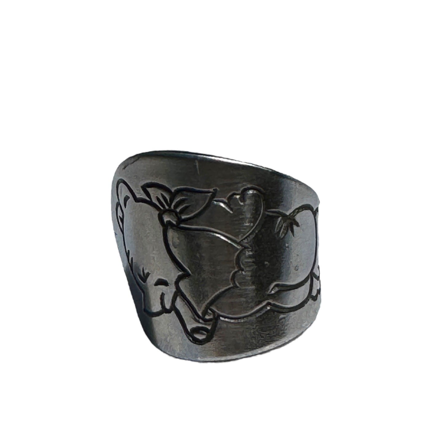 Winnie The Pooh Stainless Steel Spoon Ring Size 6.5 Vintage Tomee Tippee Japan