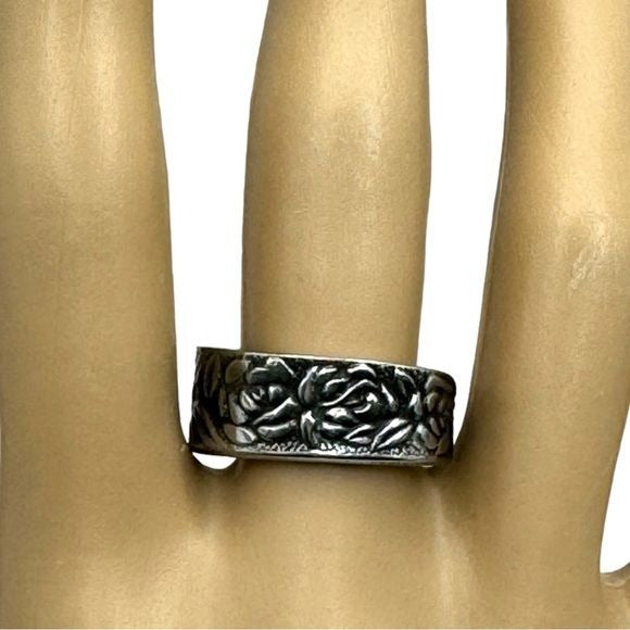 Artisan Roses Ring Made from vintage National Stainless Steel Spoons Size 9.25