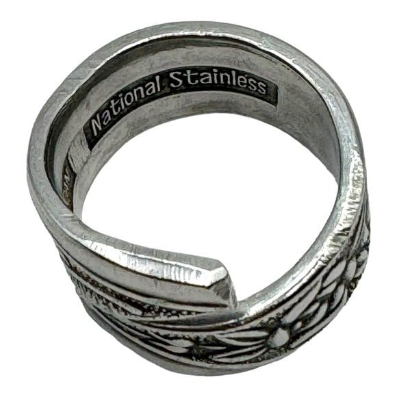 Stainless Steel Spoon Ring Made from Vintage Japan National Flatware Size 7