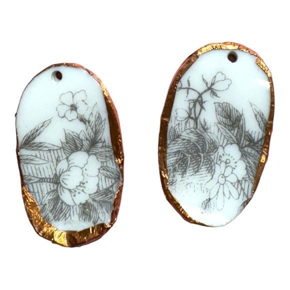 Broken China Filigree Earrings With Artisan Silverware