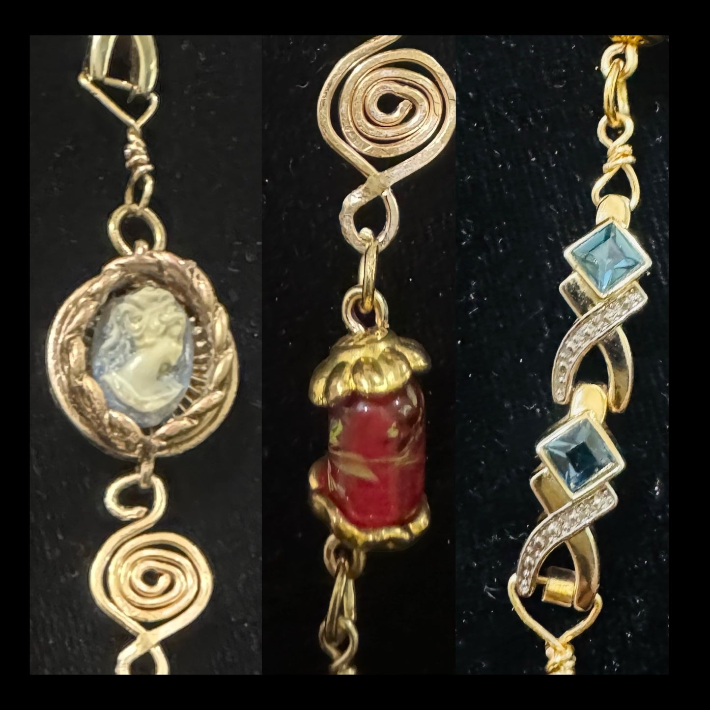 Repurposed VNTG Watch Opera Necklace with scene from the of Beggar’s Opera by Hogarth