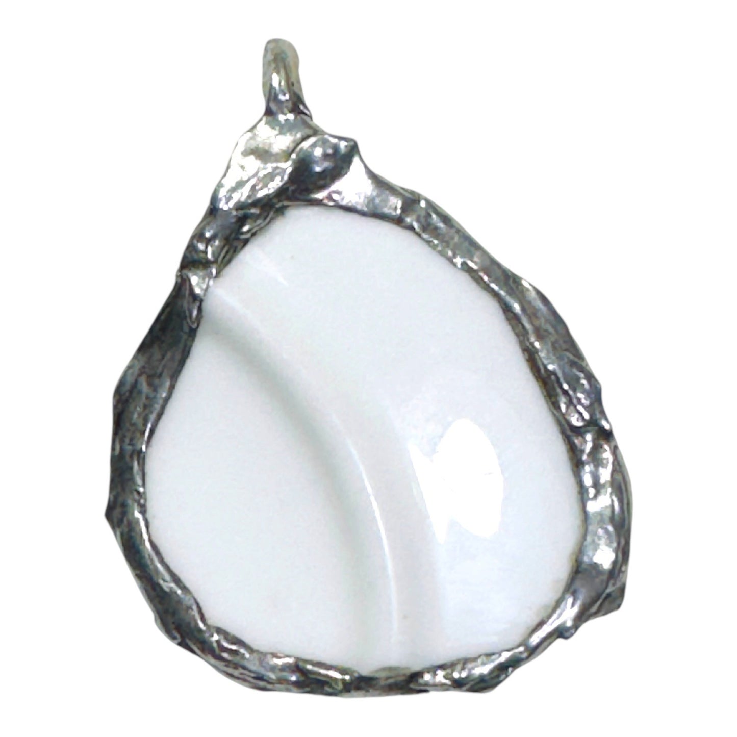 Artisan Necklace Featuring Royal Stuart Broken China Encased in Silver Blend Metalwork
