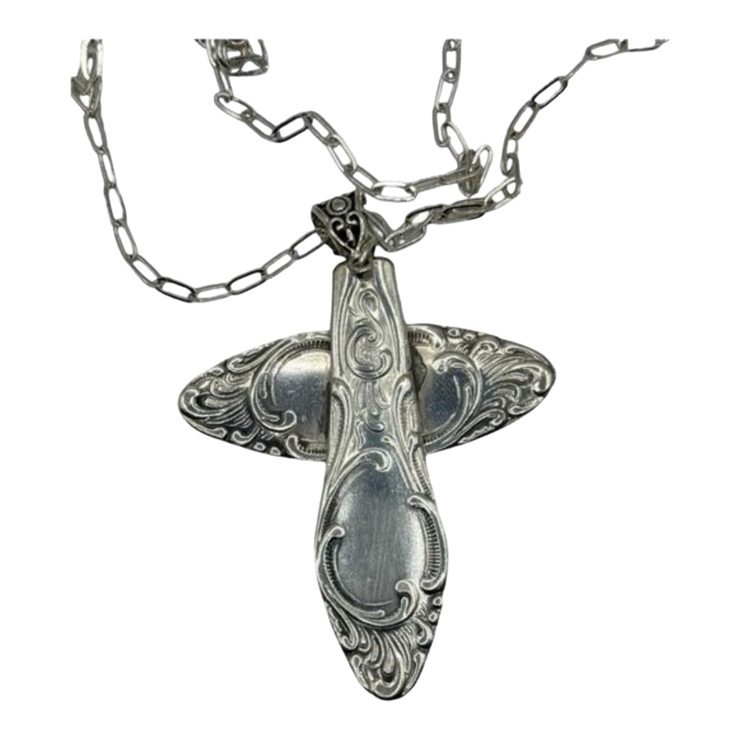 Silver Plated Cross made from Spoon Handles of an Aldine 1825 Demitasse Spoon by G Rodgers