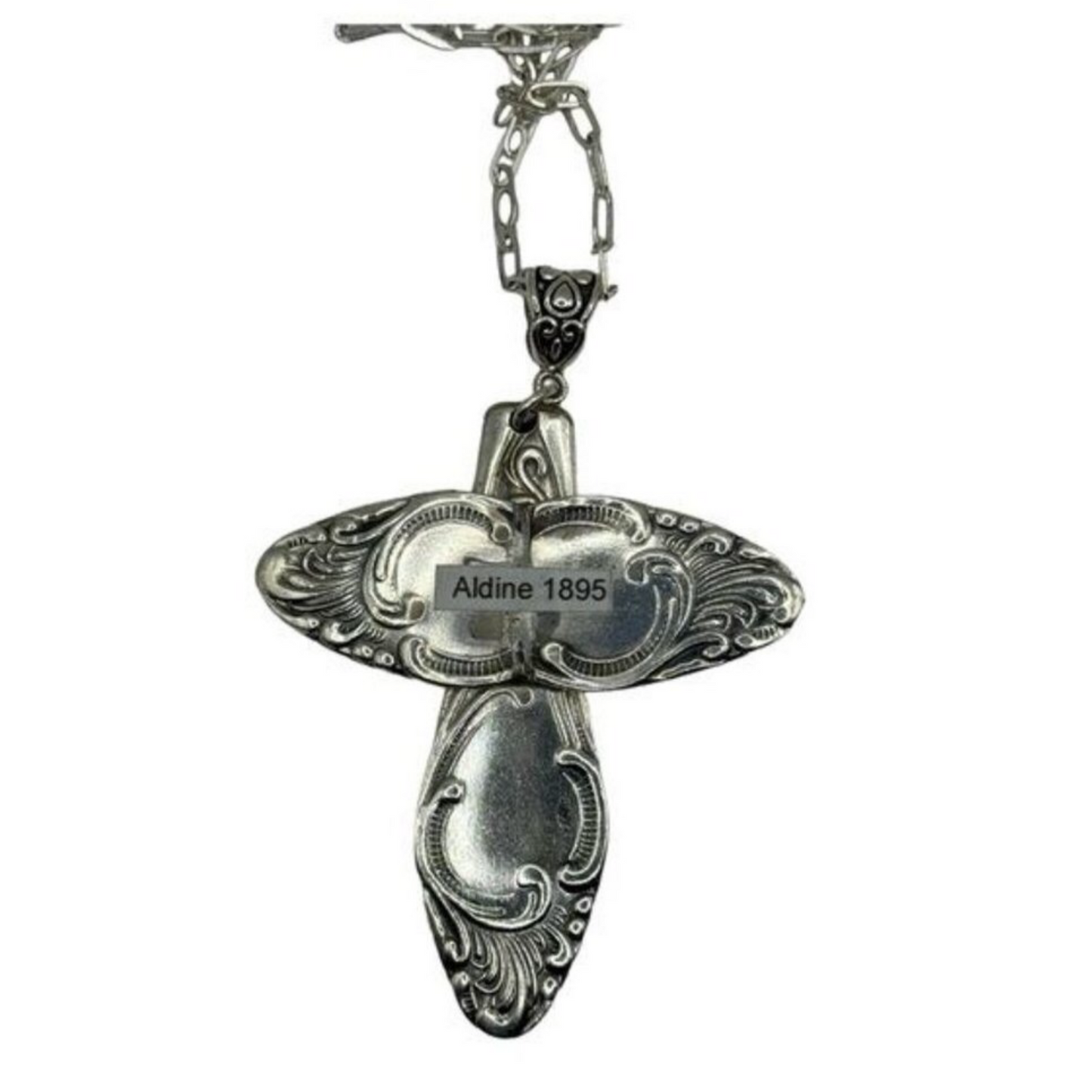 Silver Plated Cross made from Spoon Handles of an Aldine 1825 Demitasse Spoon by G Rodgers