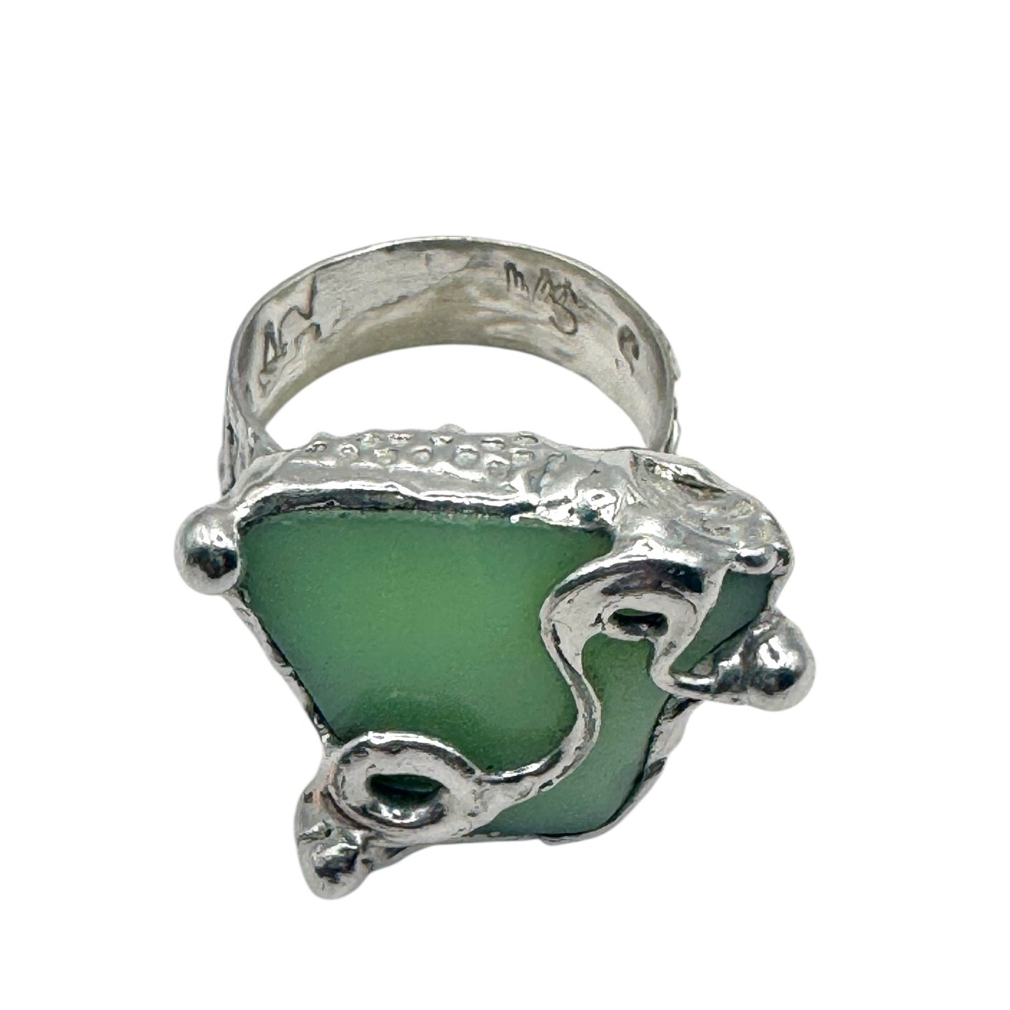 Uranium Glass Cocktail Statement Ring Glows W/ UV Light Size 8