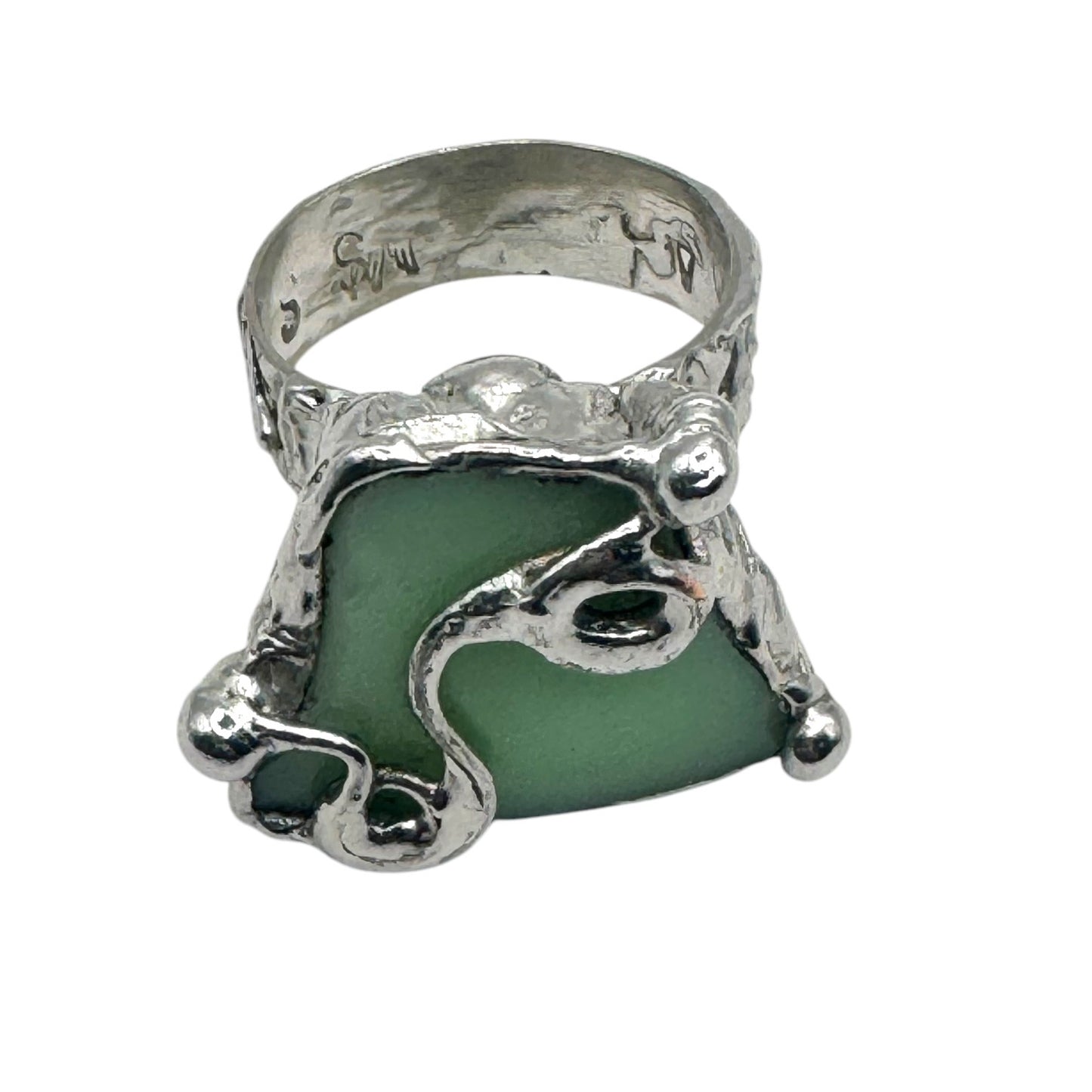 Uranium Glass Cocktail Statement Ring Glows W/ UV Light Size 8
