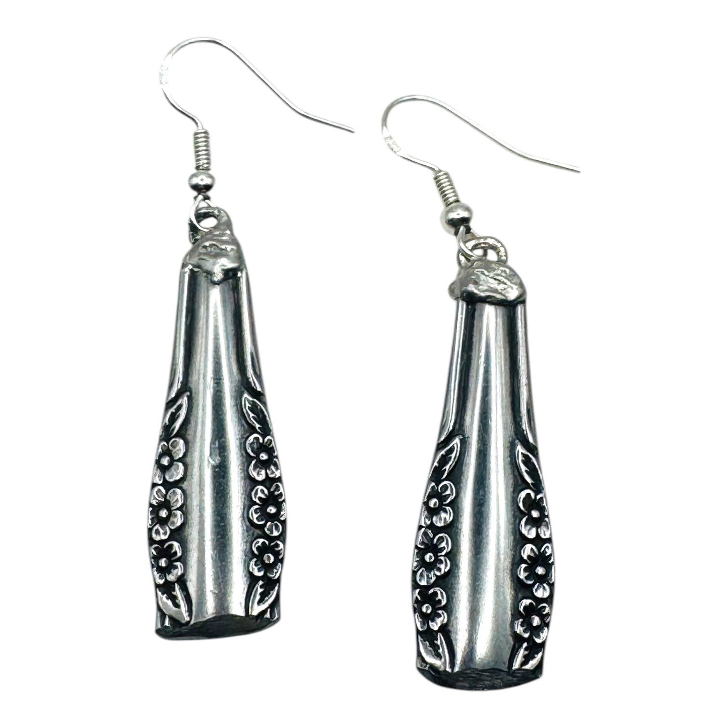 Handcrafted Spoon Earrings Wm A Rogers Deluxe Stainless Oneida 925 Silver Hooks