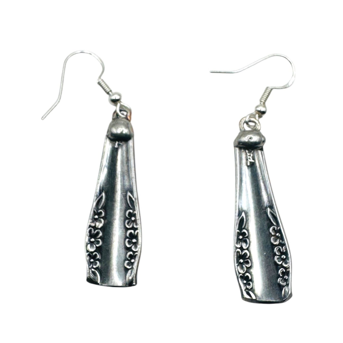 Handcrafted Spoon Earrings Wm A Rogers Deluxe Stainless Oneida 925 Silver Hooks