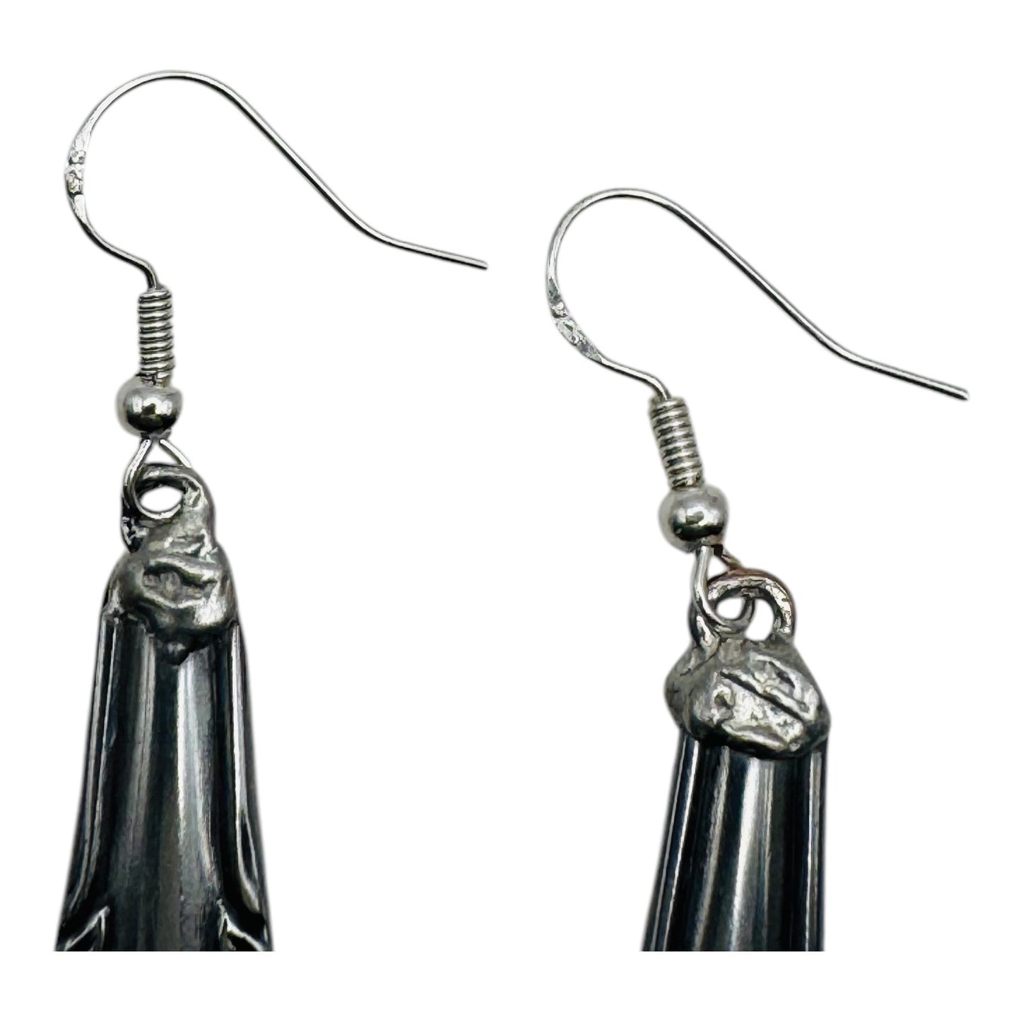 Handcrafted Spoon Earrings Wm A Rogers Deluxe Stainless Oneida 925 Silver Hooks