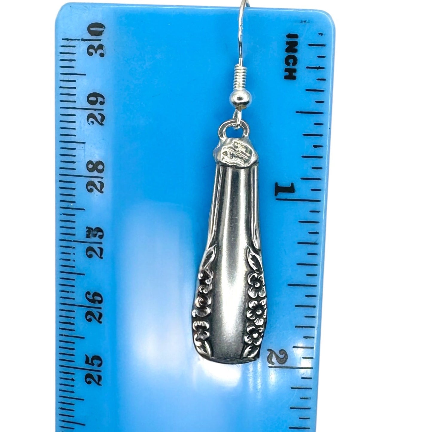 Handcrafted Spoon Earrings Wm A Rogers Deluxe Stainless Oneida 925 Silver Hooks