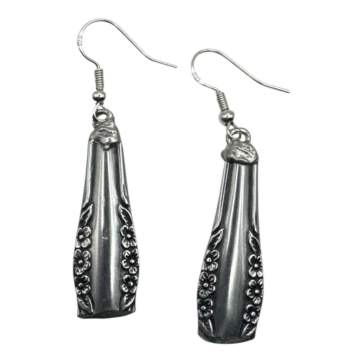 Handcrafted Spoon Earrings Wm A Rogers Deluxe Stainless Oneida 925 Silver Hooks