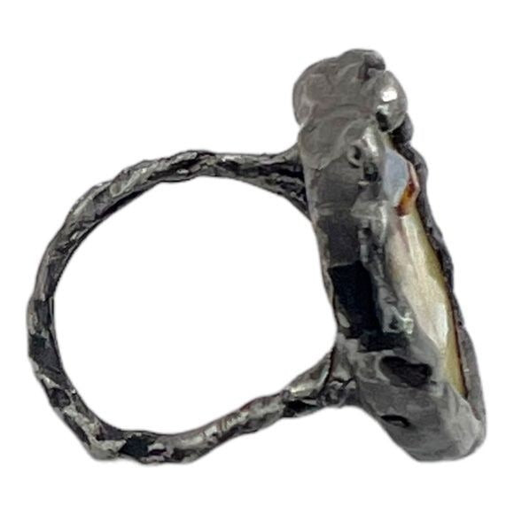 Yellow Rose Broken China Ring Artisan Crafted & Swarovski Crystals Size 7