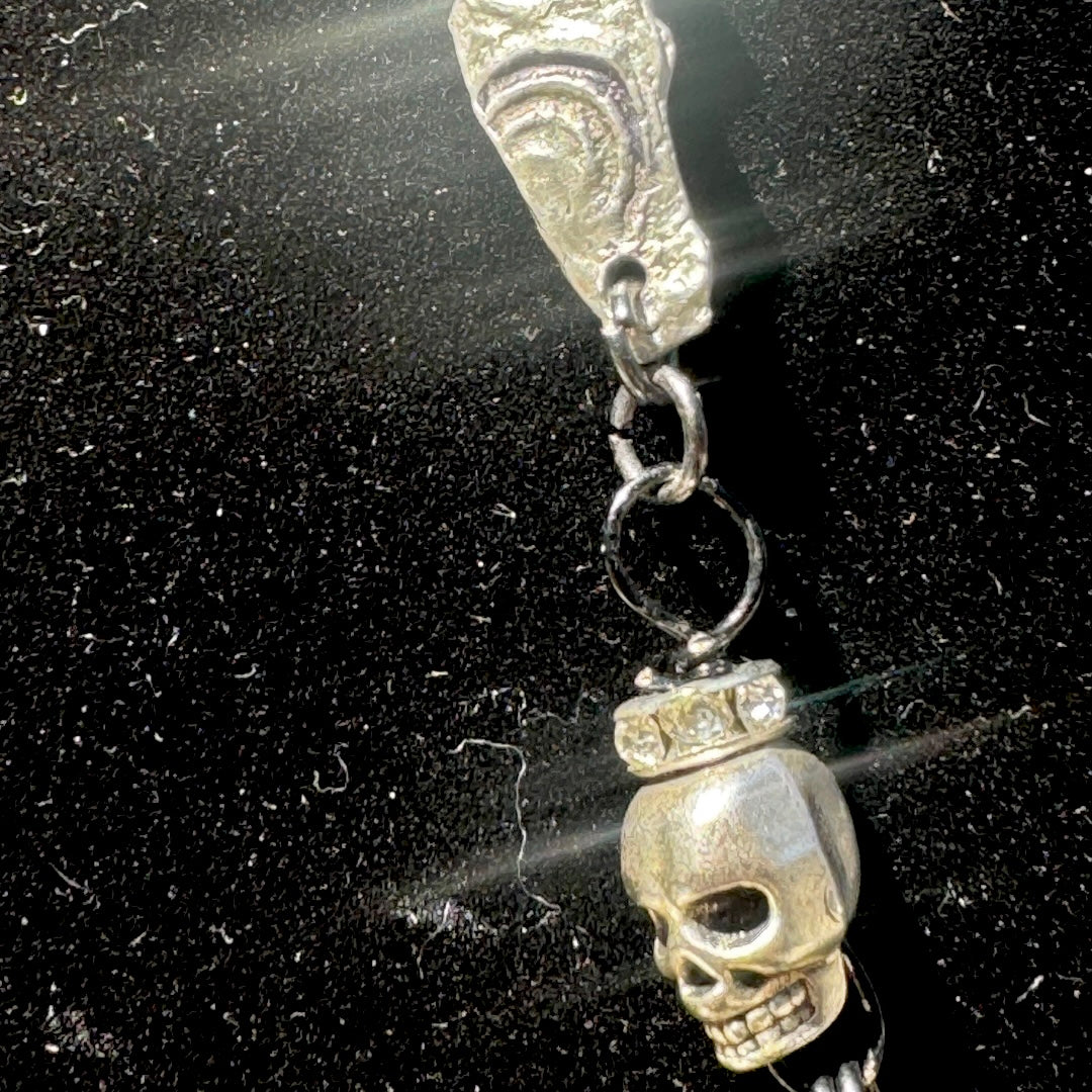 Crystal Skull Pendant w MCM Black Onyx & Intricate Silver Blend Metalwork