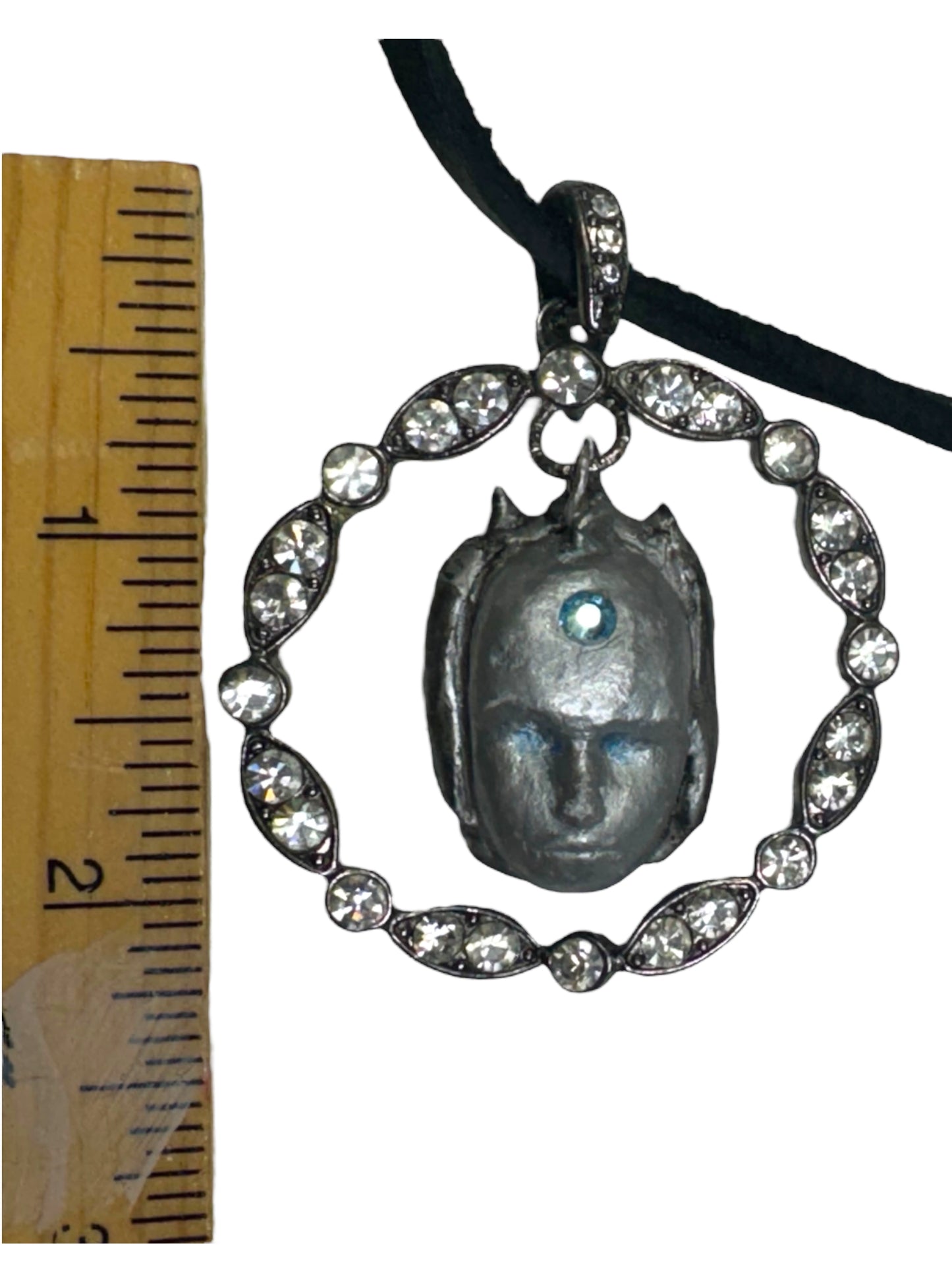 Clay & Metal Bones Evil Eye Amulet Pendant Artisan Mixed Media Necklace