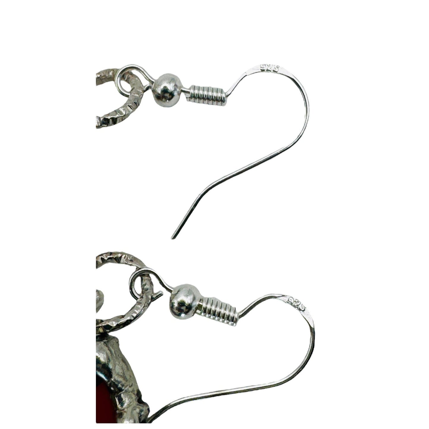 Artisan Broken China 925 Silver Earrings With Holly Design & Silver Caging
