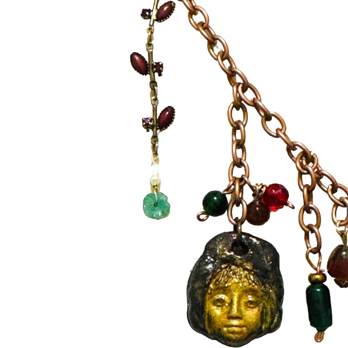 Tiny Art Canvas Italian Noblewoman Encased in Glass with Artisan Clay Cameos