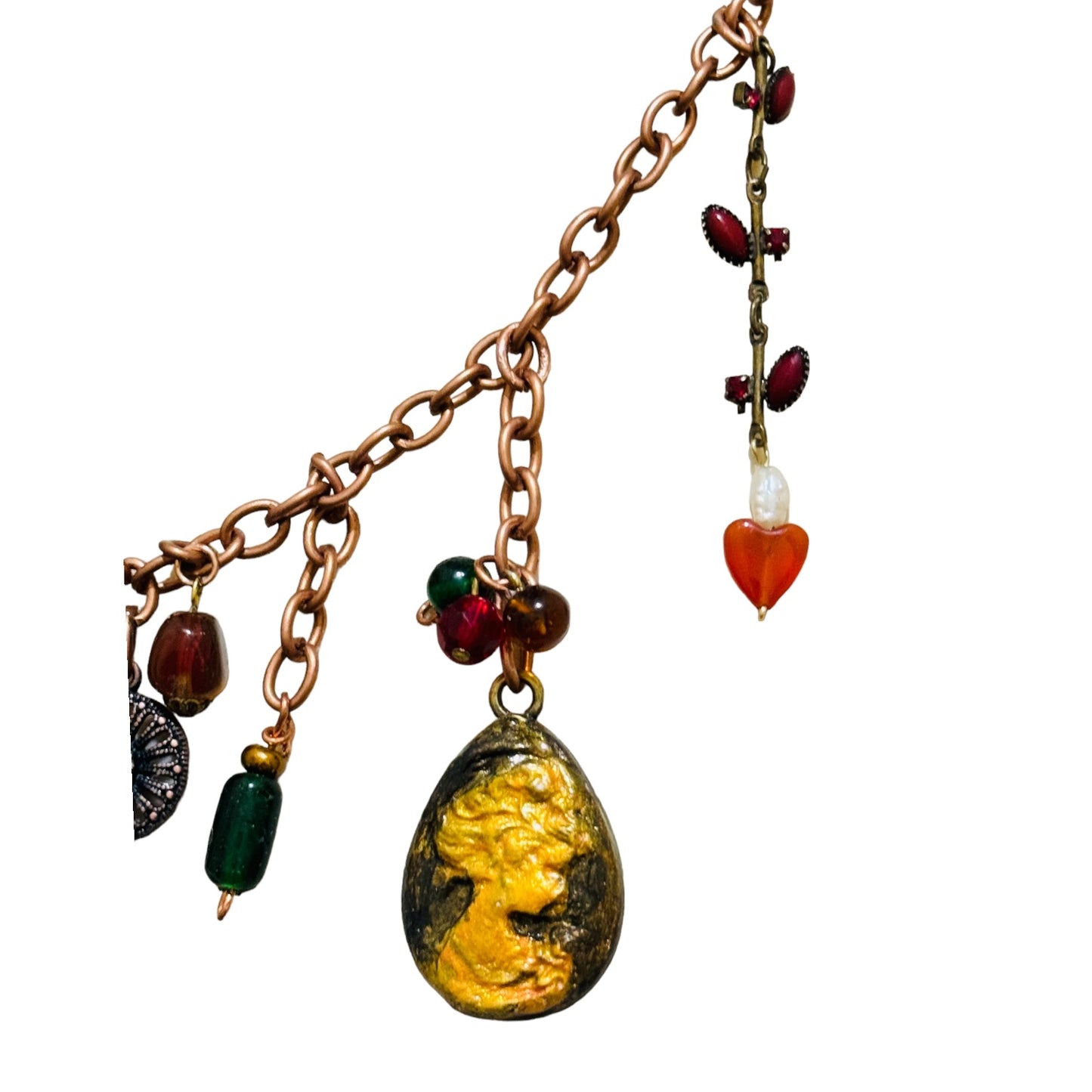 Tiny Art Canvas Italian Noblewoman Encased in Glass with Artisan Clay Cameos