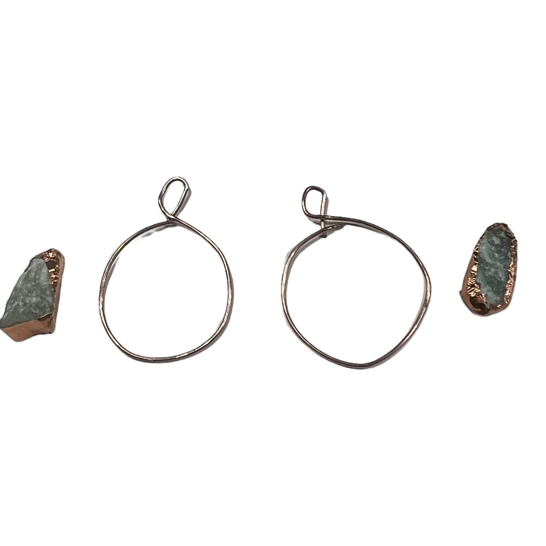 Natural Moldavite & Sterling 925 Boho Metalwork Earrings