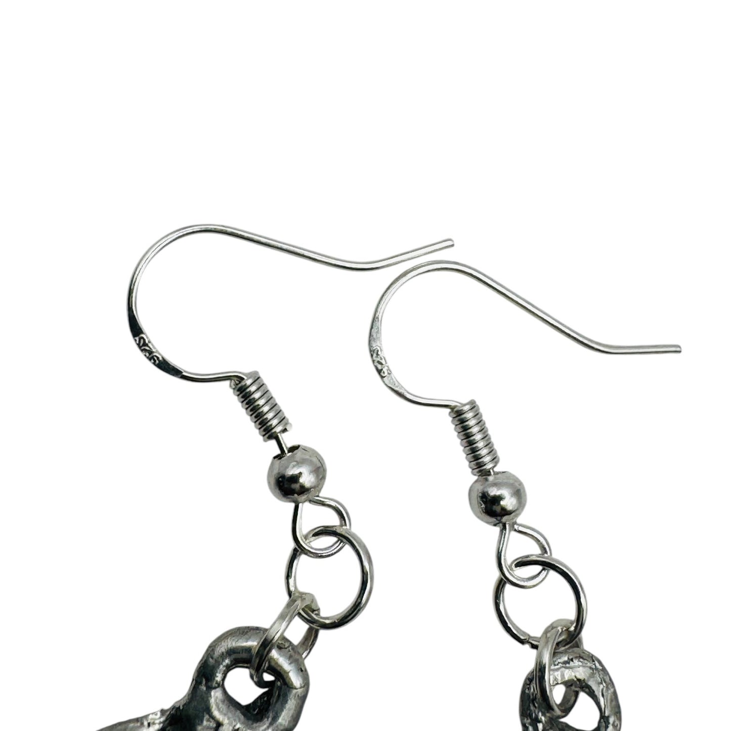 Mixed Metal Sugar Skull Earrings 925 Silver Hooks & Artisan Silver Blend