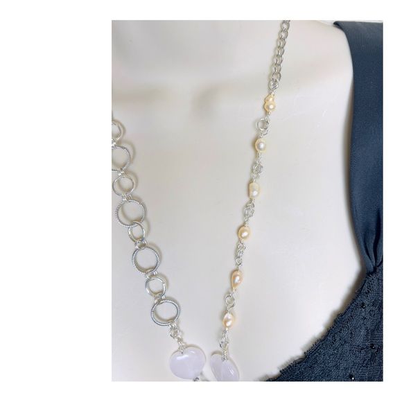 Mixed Media Reversible Pendant Pink Quartz & Freshwater Pearls Necklace