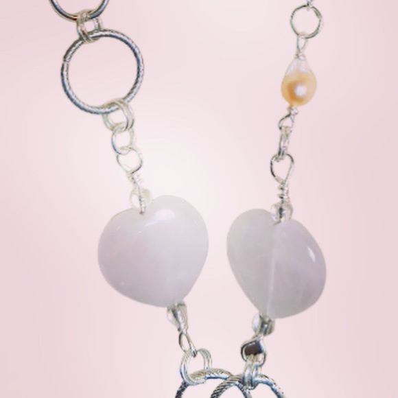 Mixed Media Reversible Pendant Pink Quartz & Freshwater Pearls Necklace