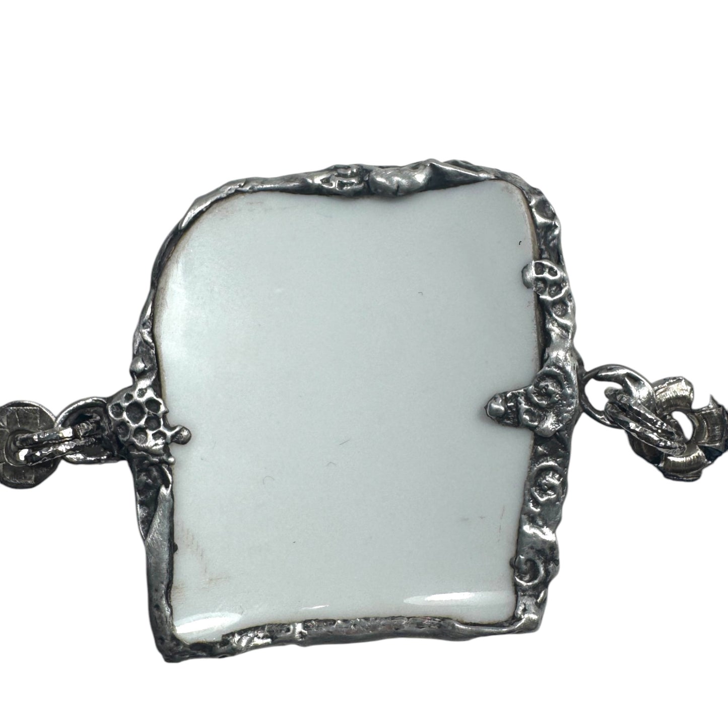 Blue Willow Nutcracker China Leather Bracelet W/ Silver Blend Bezel