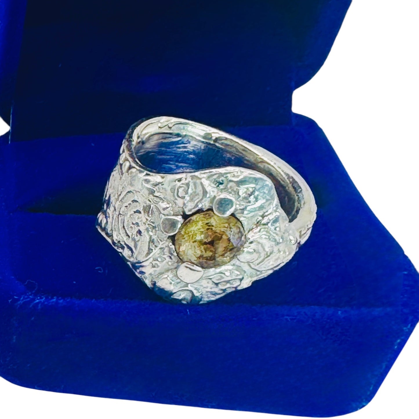 Repurposed Silver-Plated Spoon Ring With Intricate Boho Metalwork & 6MM Citrine