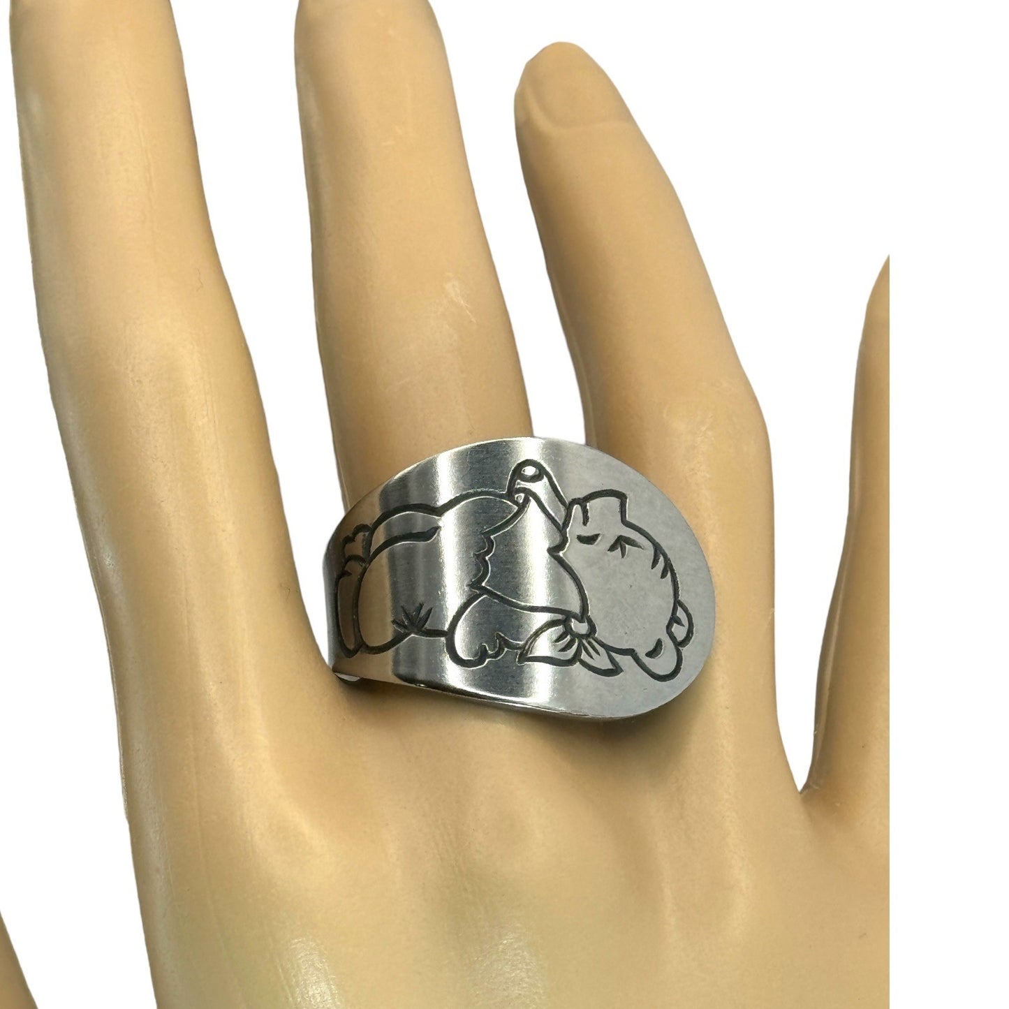 Winnie The Pooh Vintage Spoon Stainless Steel Ring Size 7.5