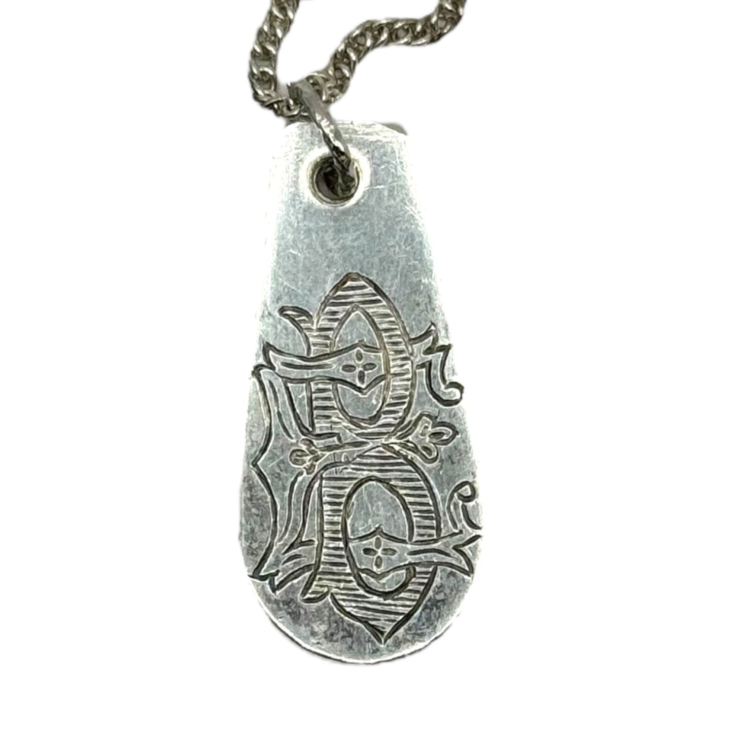Vintage Silver Spoon Monogrammed Letter B Pendant Necklace