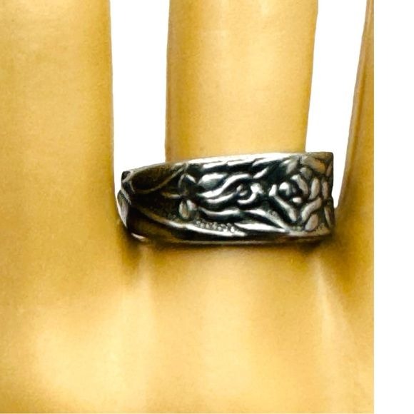 Artisan Roses Ring Made from vintage National Stainless Steel Spoons Size 9.25