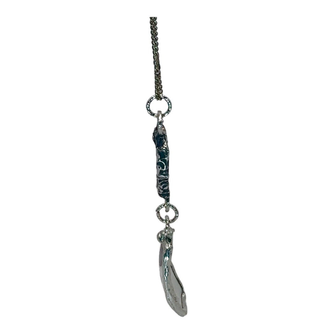 Broken China & Sea Glass Violets Pendant Caged with Silver-Blend