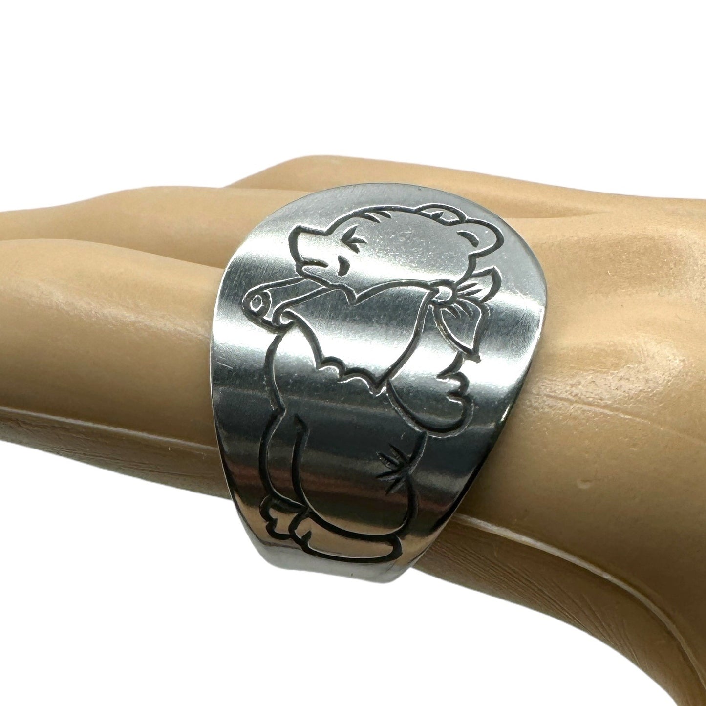 Winnie The Pooh Vintage Spoon Stainless Steel Ring Size 7.5