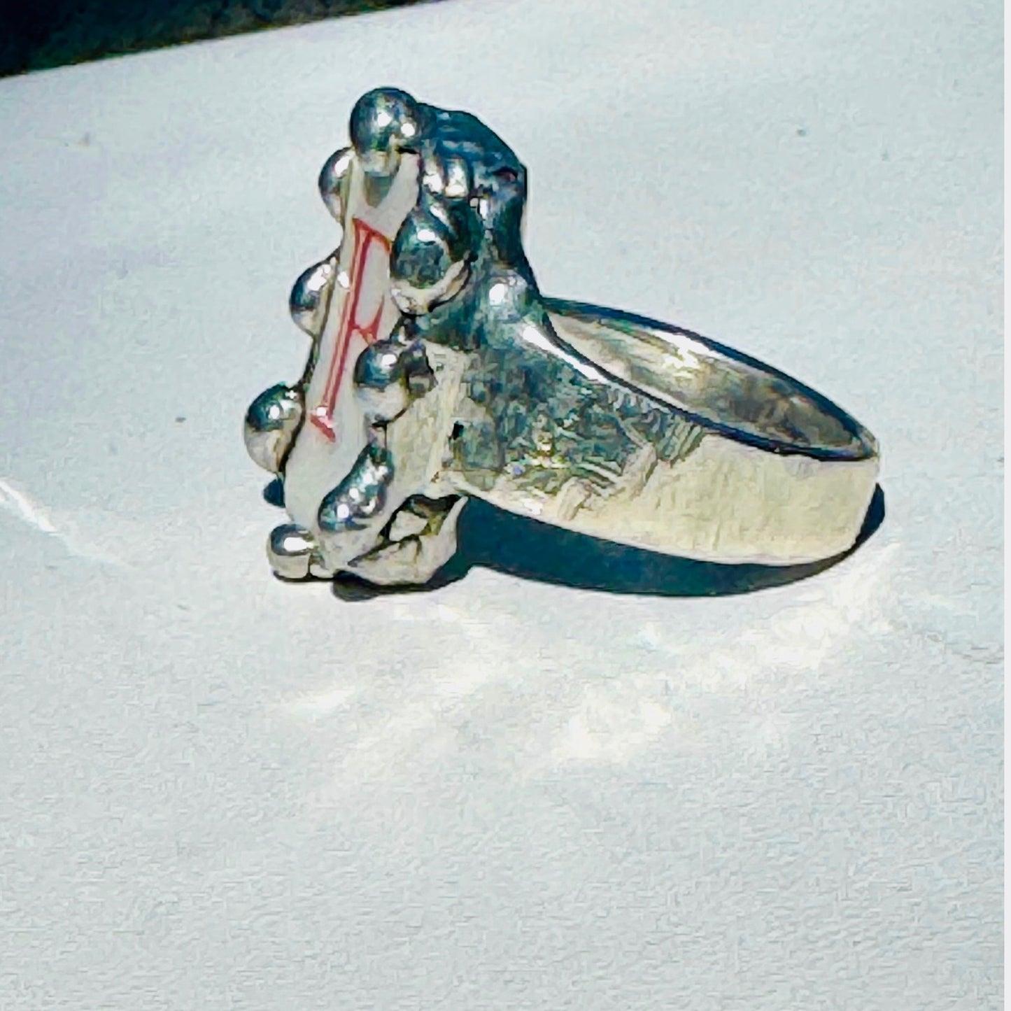 Peter Rabbit Alphabet Broken China Ring & 1847 Rogers Bro 3X SP Spoon Handle Sz 7