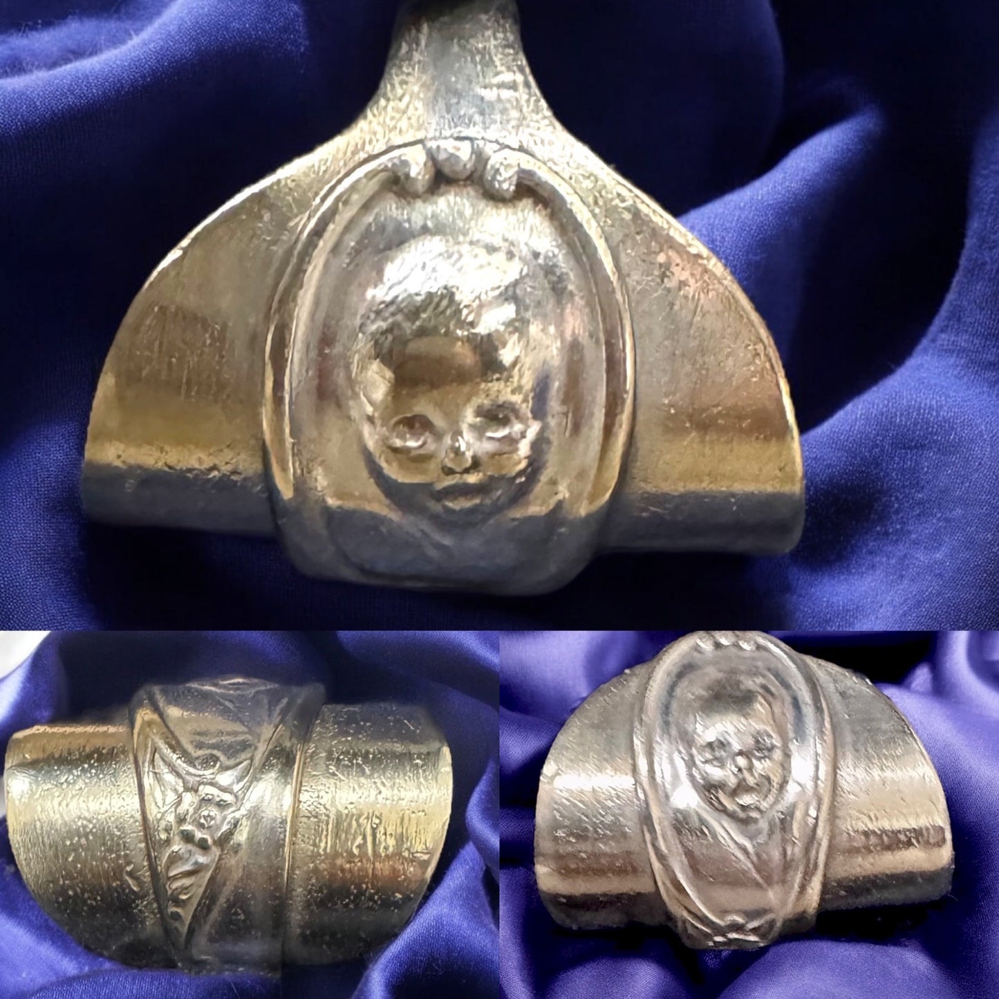 Antique Gerber Baby Winthrop Silver Plated Spoon Ring Size 9.5