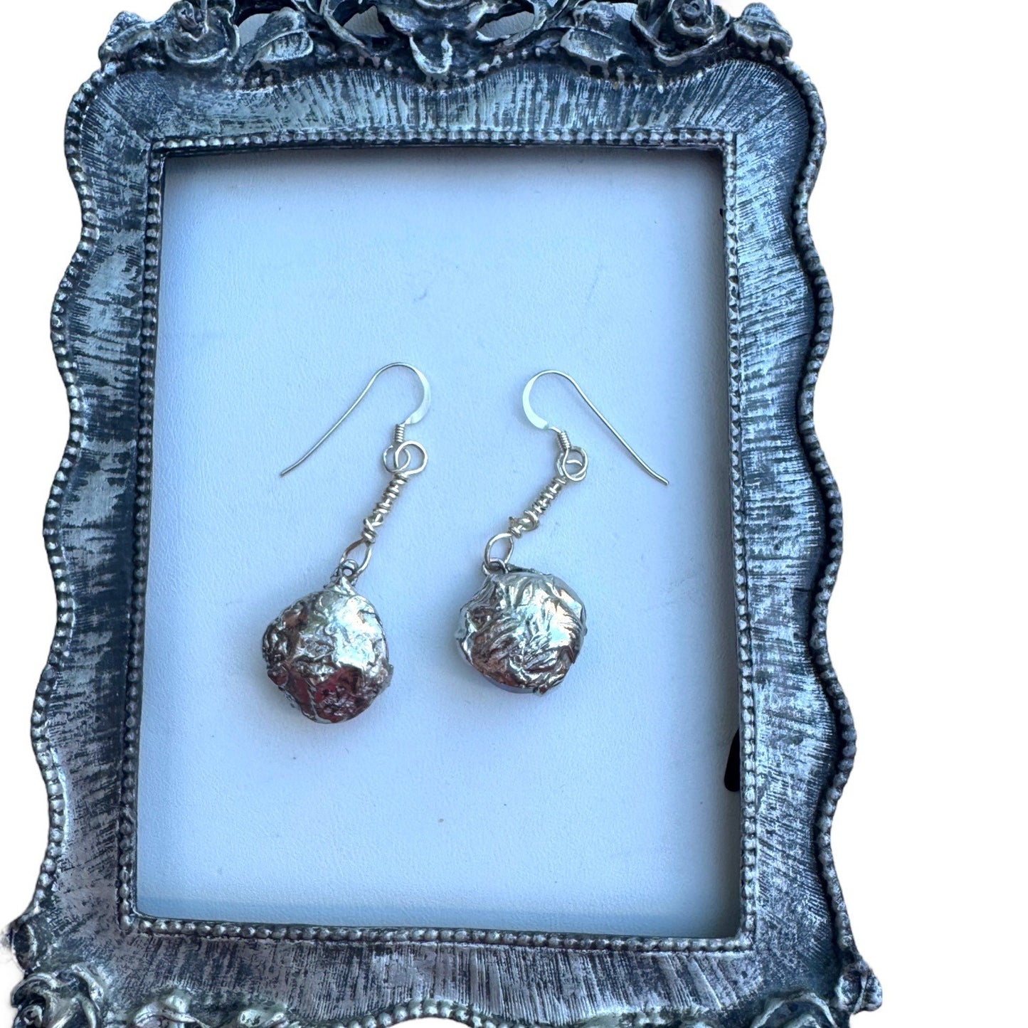 Artisan Crafted Aurora Borealis Crystal Dangle Earrings With Silver Blend Metalwork