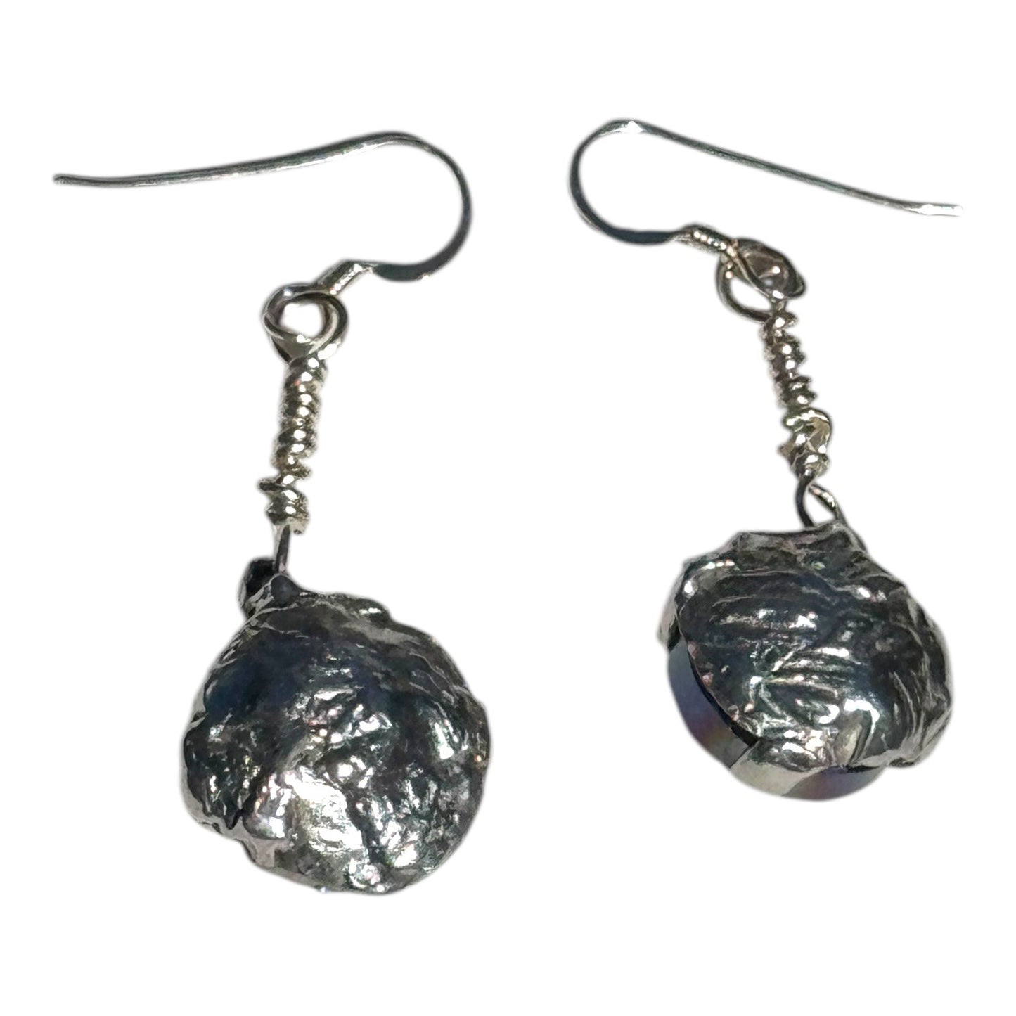 Artisan Crafted Aurora Borealis Crystal Dangle Earrings With Silver Blend Metalwork