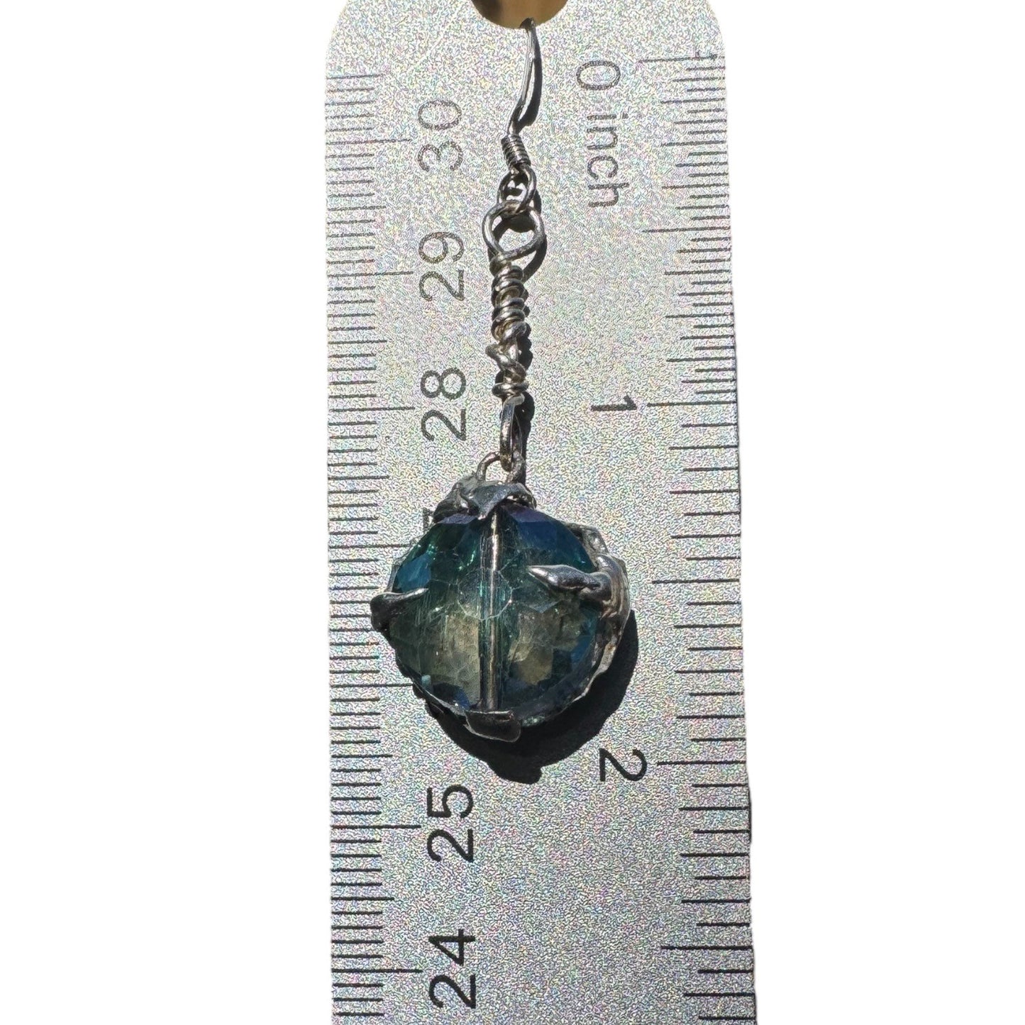 Artisan Crafted Aurora Borealis Crystal Dangle Earrings With Silver Blend Metalwork