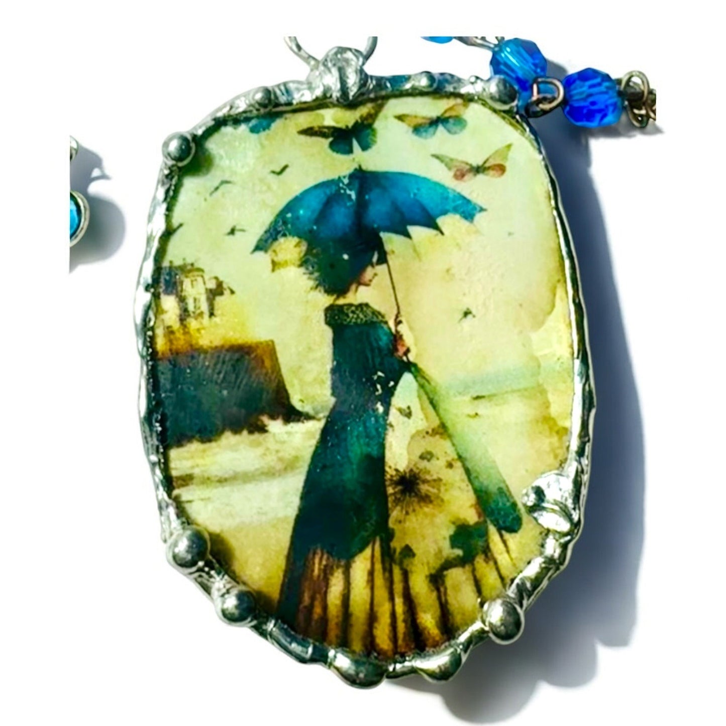 Victorian-Inspired Reversible Pendant w/ Rustic Bezel & VNTG Necklace Components