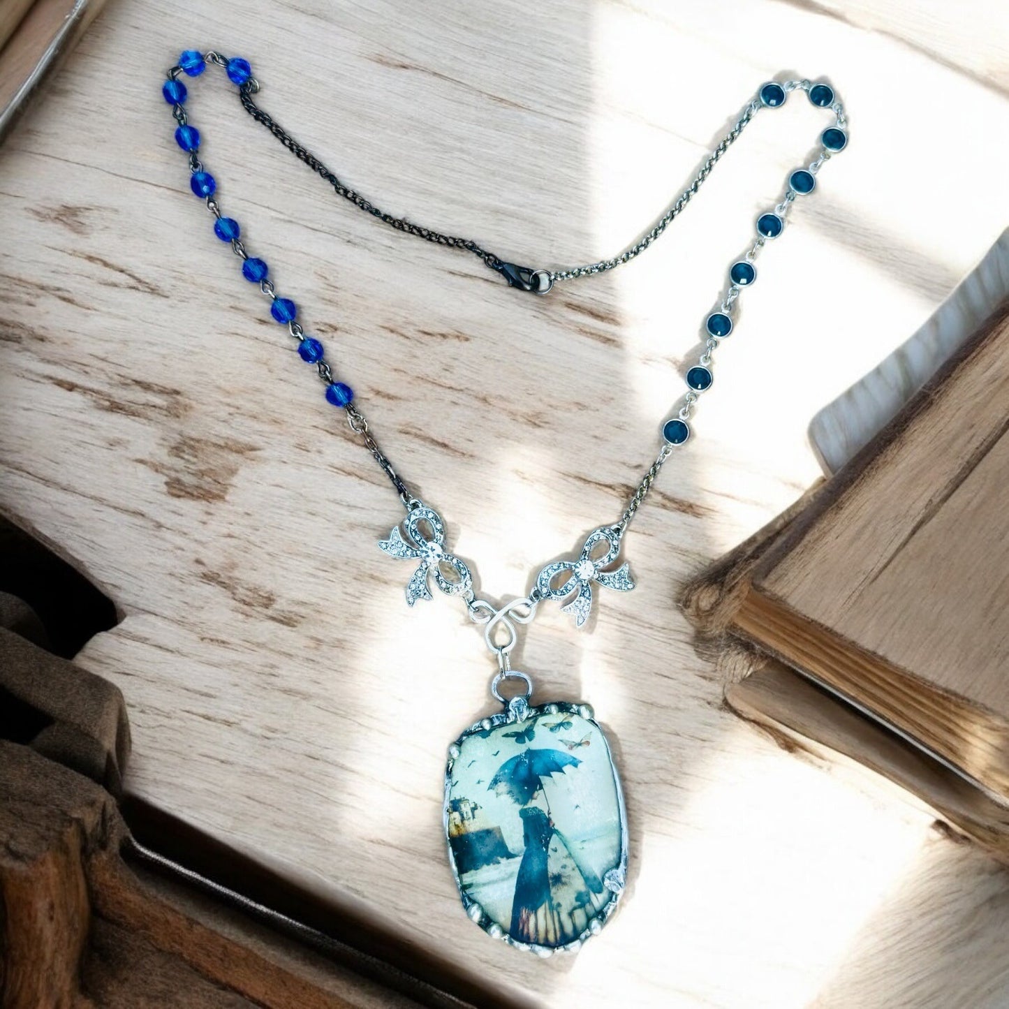 Victorian-Inspired Reversible Pendant w/ Rustic Bezel & VNTG Necklace Components