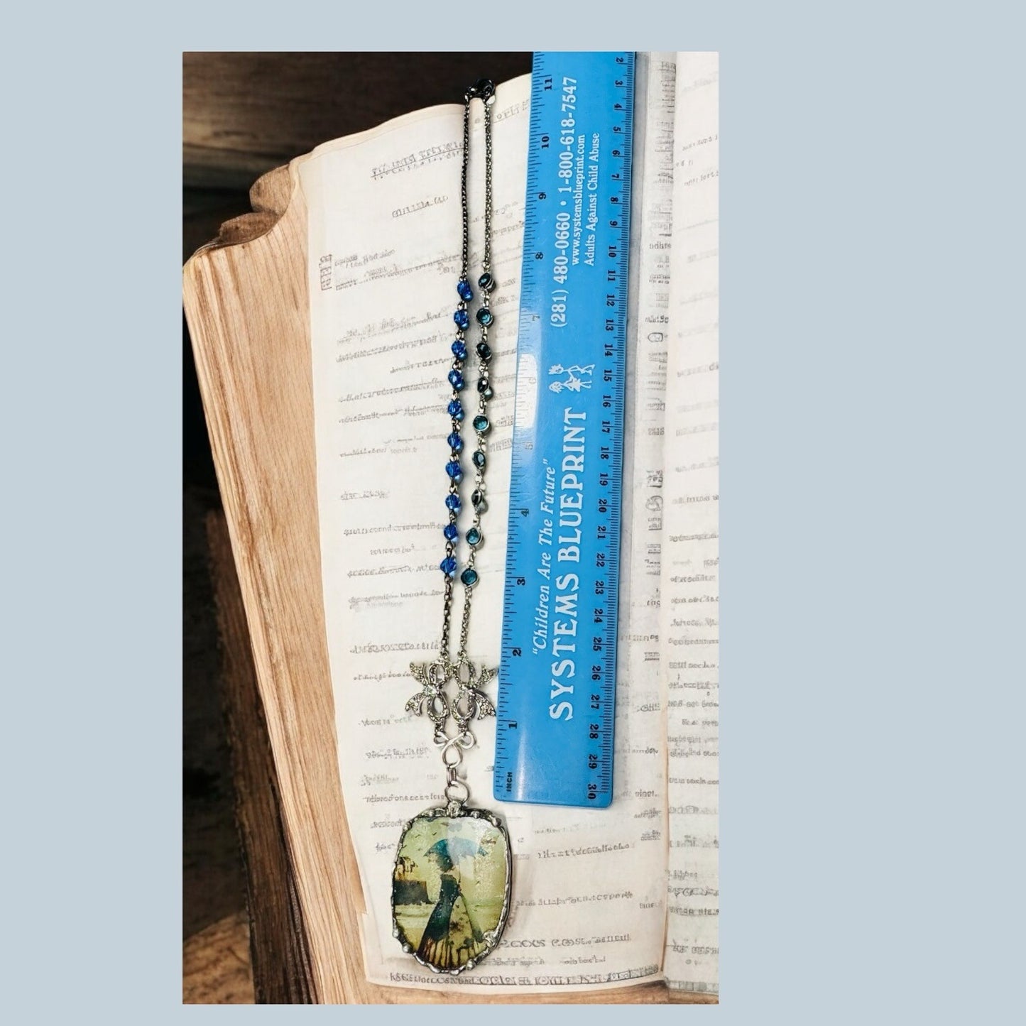 Victorian-Inspired Reversible Pendant w/ Rustic Bezel & VNTG Necklace Components