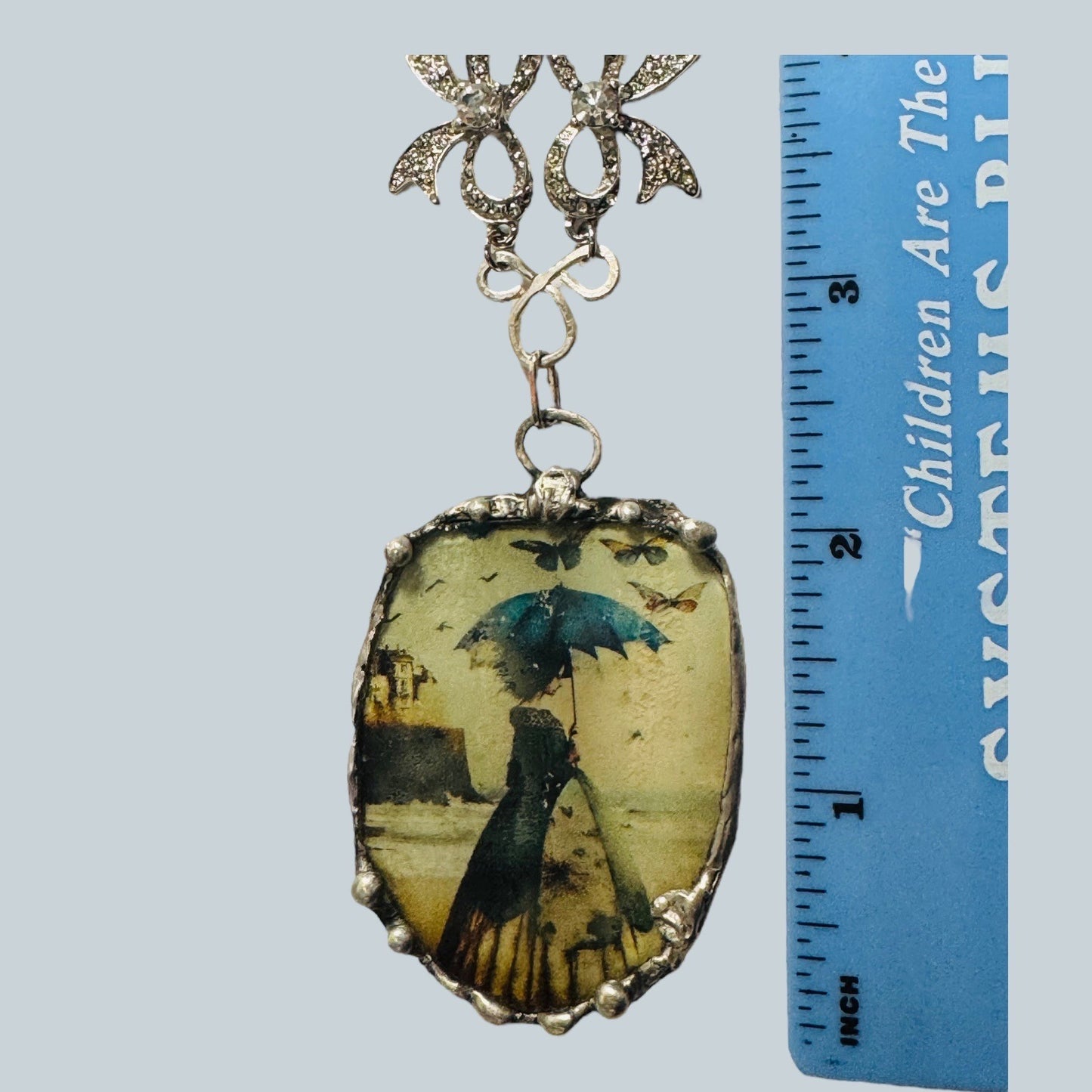 Victorian-Inspired Reversible Pendant w/ Rustic Bezel & VNTG Necklace Components