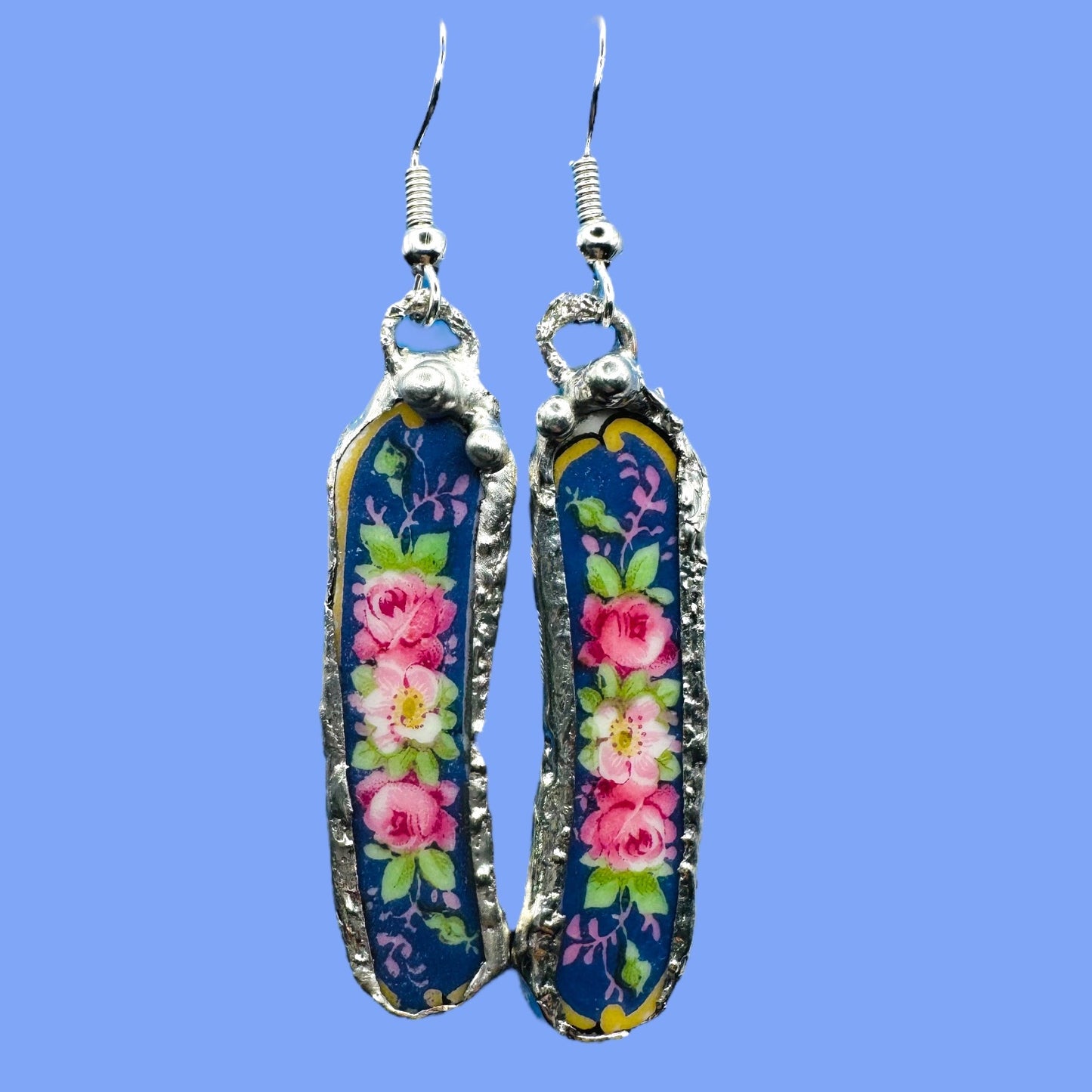 Broken China 925 Rose Earrings Rare Bavaria Tirschenreuth Franklin 4177 Plate