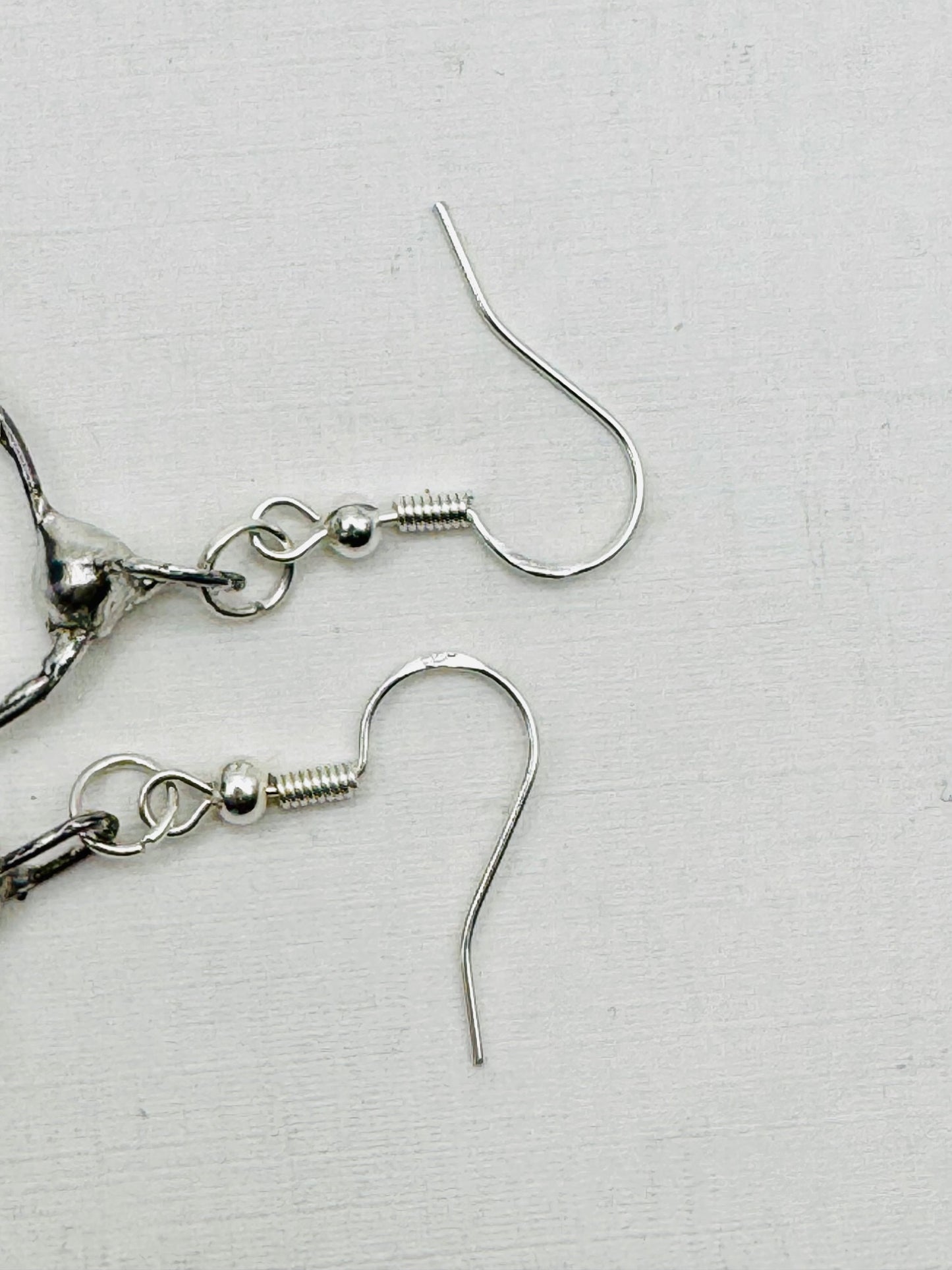 Natural Moldavite & Sterling 925 Boho Metalwork Earrings
