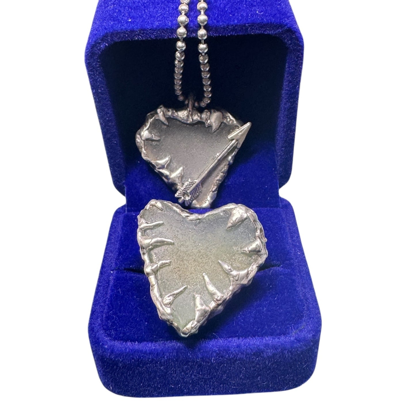 Artisan Sea Glass Heart Pendant With Silver Metalwork Arrow “Struck by Cupid”
