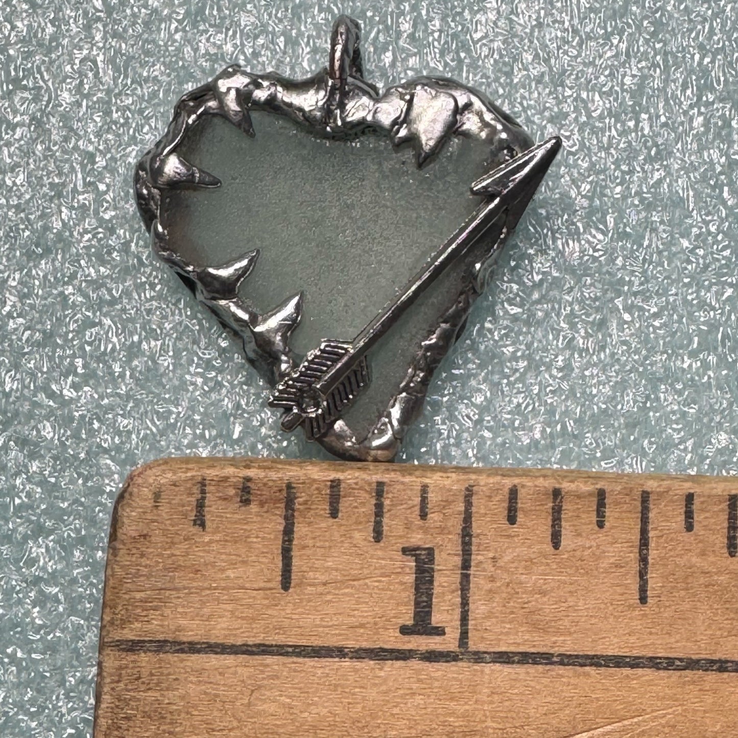 Artisan Sea Glass Heart Pendant With Silver Metalwork Arrow “Struck by Cupid”
