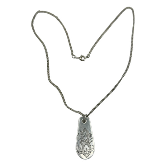 Vintage Silver Spoon Monogrammed Letter B Pendant Necklace