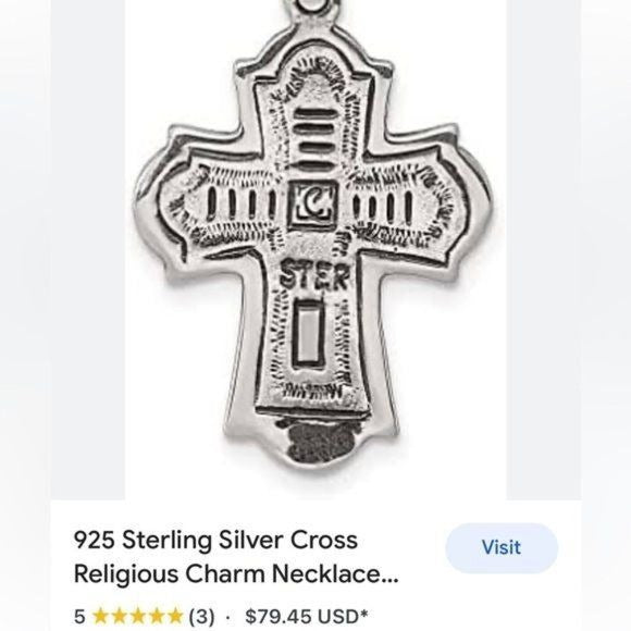 Tiny Glass Canvas Pendant of Suffering Christ & Vintage Religious 4 Silver Charm