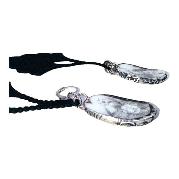 Broken China Filigree Earrings With Artisan Silverware