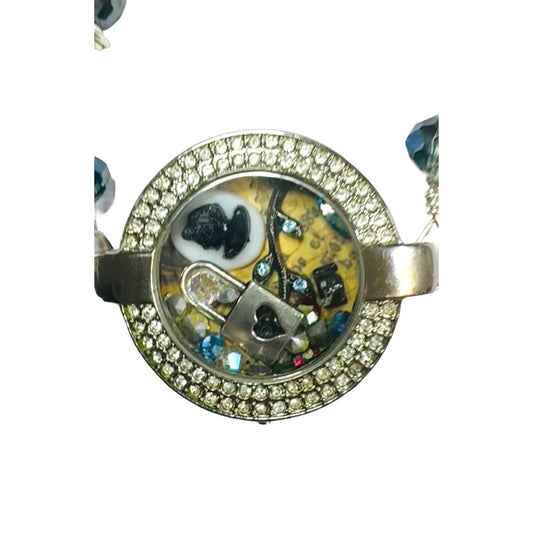 Floating Memory Pendant Reworked Watch Shell, Cameo & Swarovski Crystal Necklace